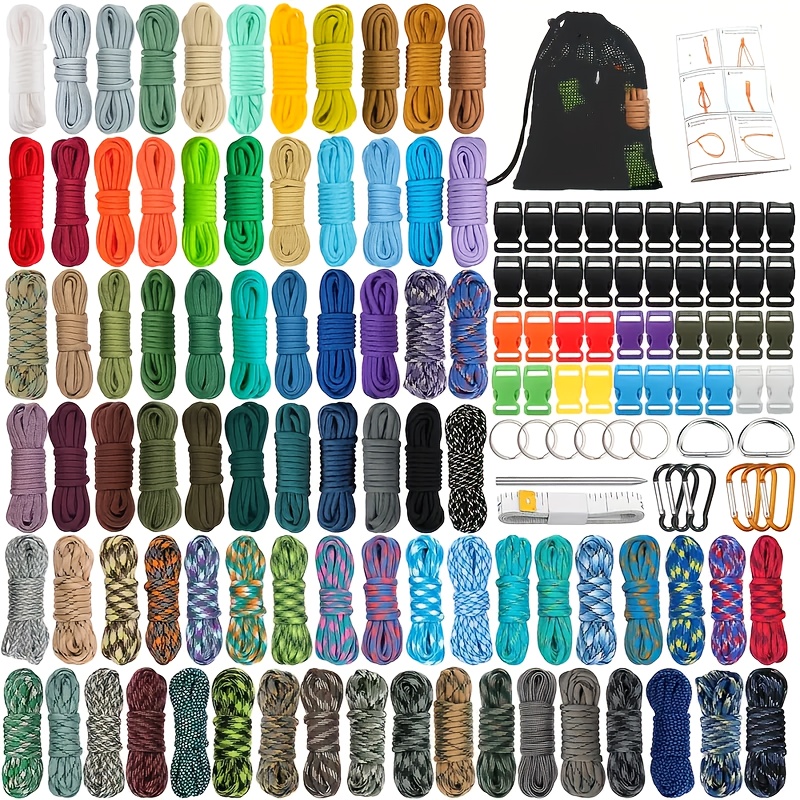 TEMU Set Of 12pcs Or 136pcs Of Multi-colored Woven Umbrella Rope, Suitable For Outdoor Sports, Featuring A 7-strand Design, Ideal For Camping And