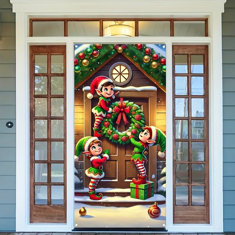 

Bannière de Porte Elf de Noël Charmante - Décoration de Fête Facile à Accrocher, Ajoute un Charme Festif à Votre Entrée