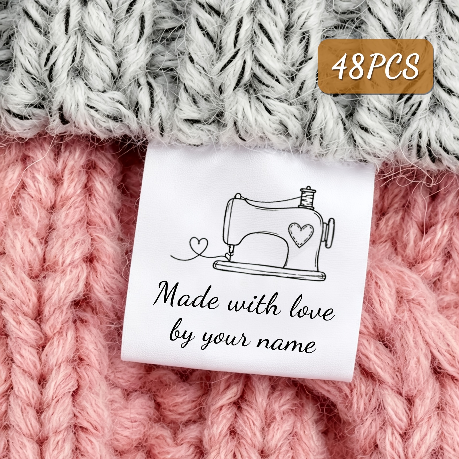 TEMU 48pcs Custom Clothing Tags, Personalized Name Sewing Hang Tags, Handmade Tags, Suitable For Hand Knitting, Crochet Crafts, And Clothing Neck