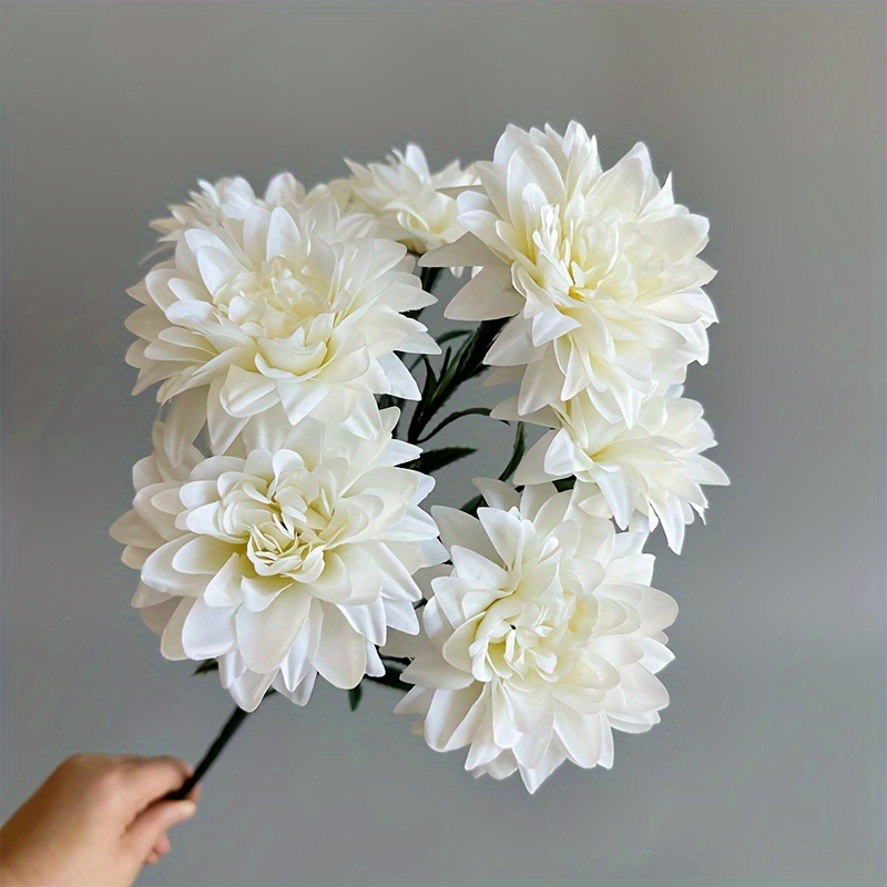 

Elegant 7-head Artificial Dahlia Bouquet - Weddings, Engagements, Christmas, Thanksgiving & More | No Battery Needed | Vibrant Colors: White, Red, Purple, Yellow | Ideal For Home Decor &