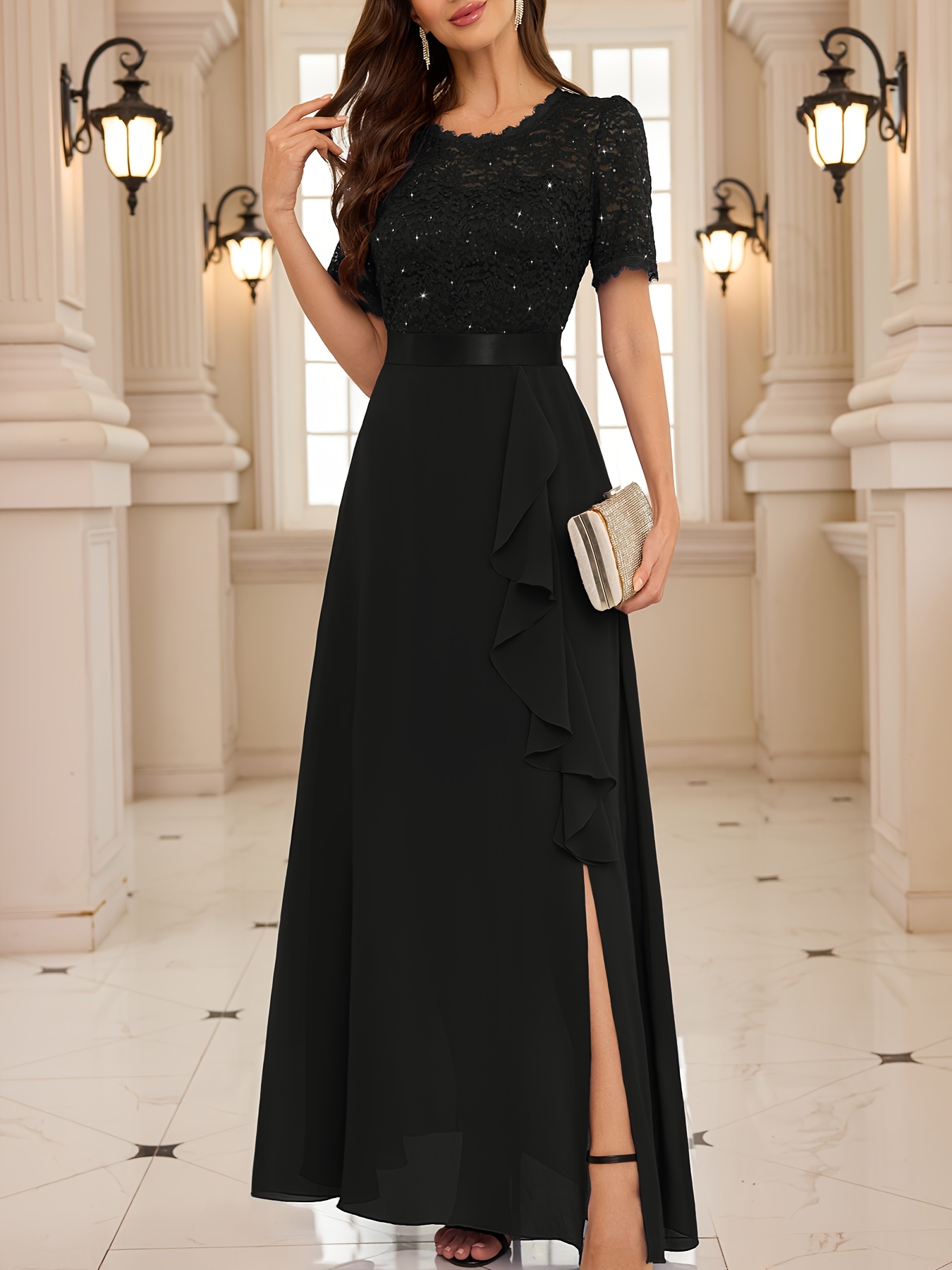 pictures of bridesmaid dresses with sleeves Chiffon One Shoulder Short Sleeves Bridesmaid Dress| Plus Size main image 0
