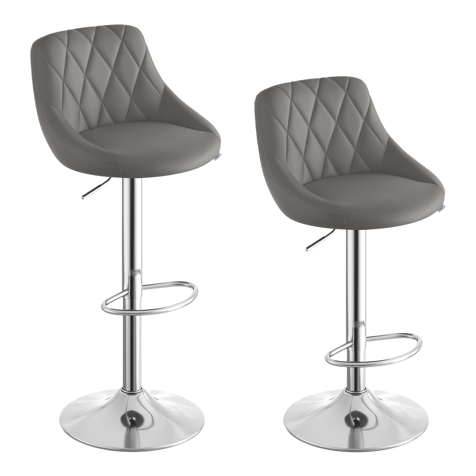 Modern Swivel Bar Stools with Artificial Leather, 360° Adjustable Height
