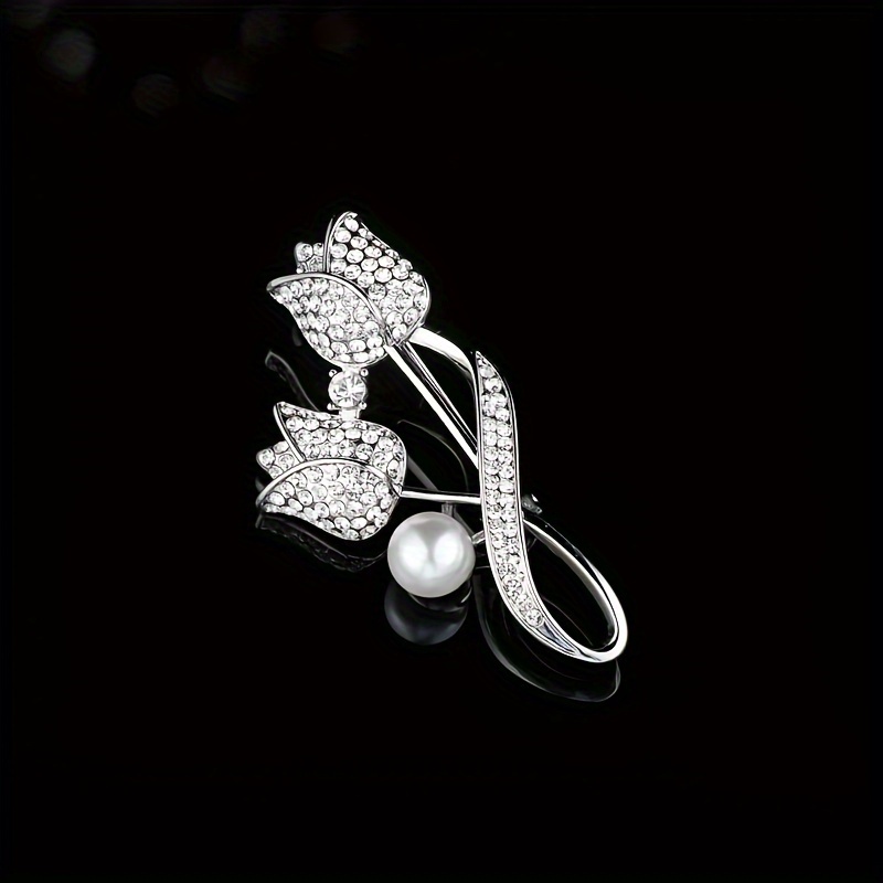 ZETA PHI Sorority Brooch Pin - Imitation Pearl & Rhinestone Letter Z Jewelry, 1.53x1.77 Inches, Metal & Crystal Design
