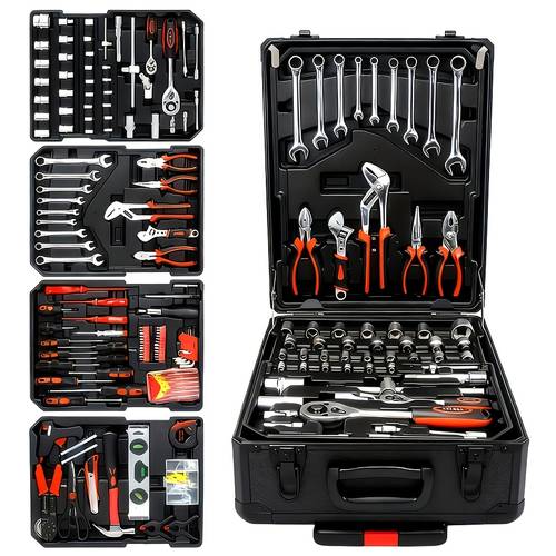899 52 1 tool set portable 4 layer tool box with wheels for easy pushing and pulling 1 and standard socket multi functional tool box for automotive repair