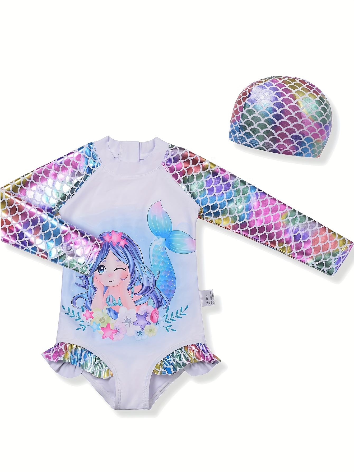 s swimwear girls' new long sleeve mermaid one Temu Ireland