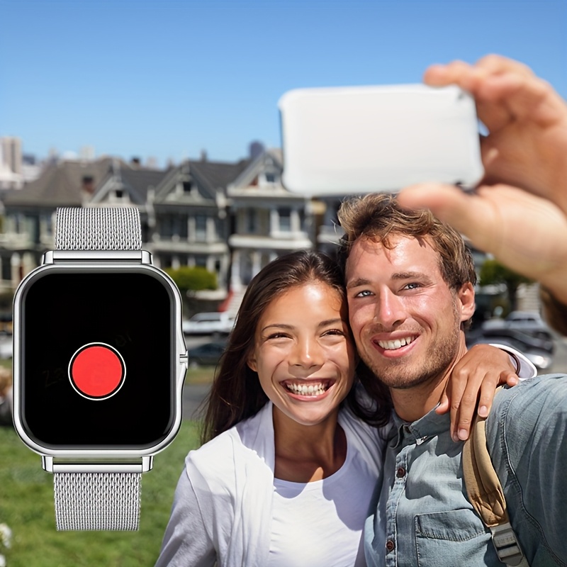 Smartwatch with Stainless Steel Mesh Band, Multiple Sports Modes, Compatible with iPhone and Android Systems, Best Gift Choice