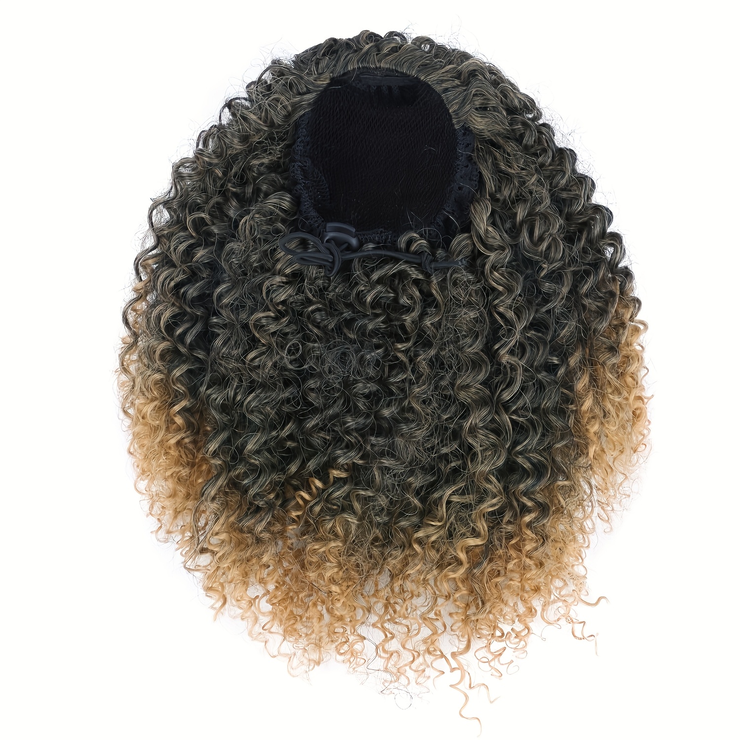 afro   ponytail 10inch short ponytail extension 1b tgrey 2pcs drawstring ponytail for women synthetic hairpieces   curls afro puff ponytail extensions details 9