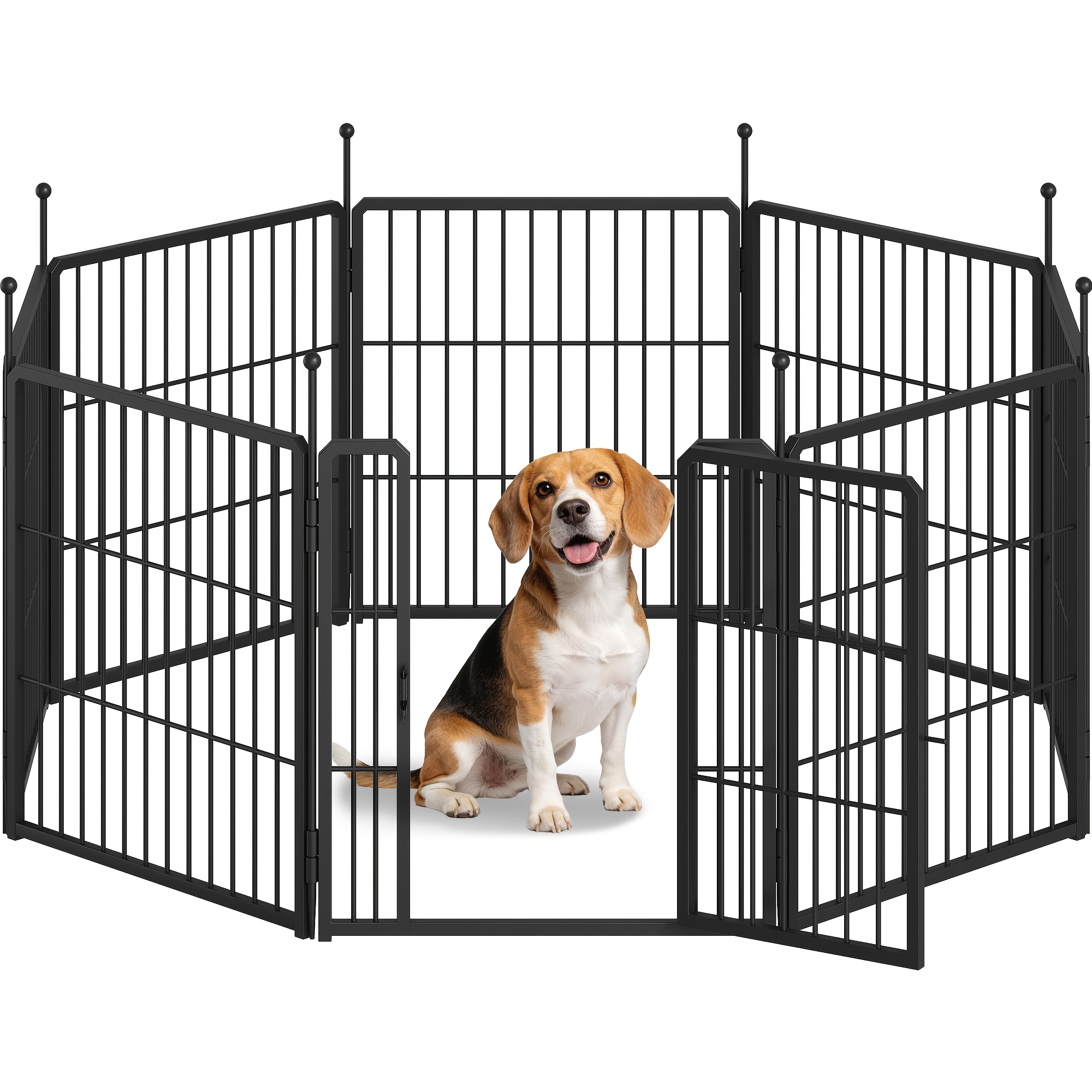 Dog Fence, Metal Dog Fence, Portable Detachable Pet Fence, Suitable For Indoor/outdoor Use, Black, 8pcs Dog Fence, 60cm High