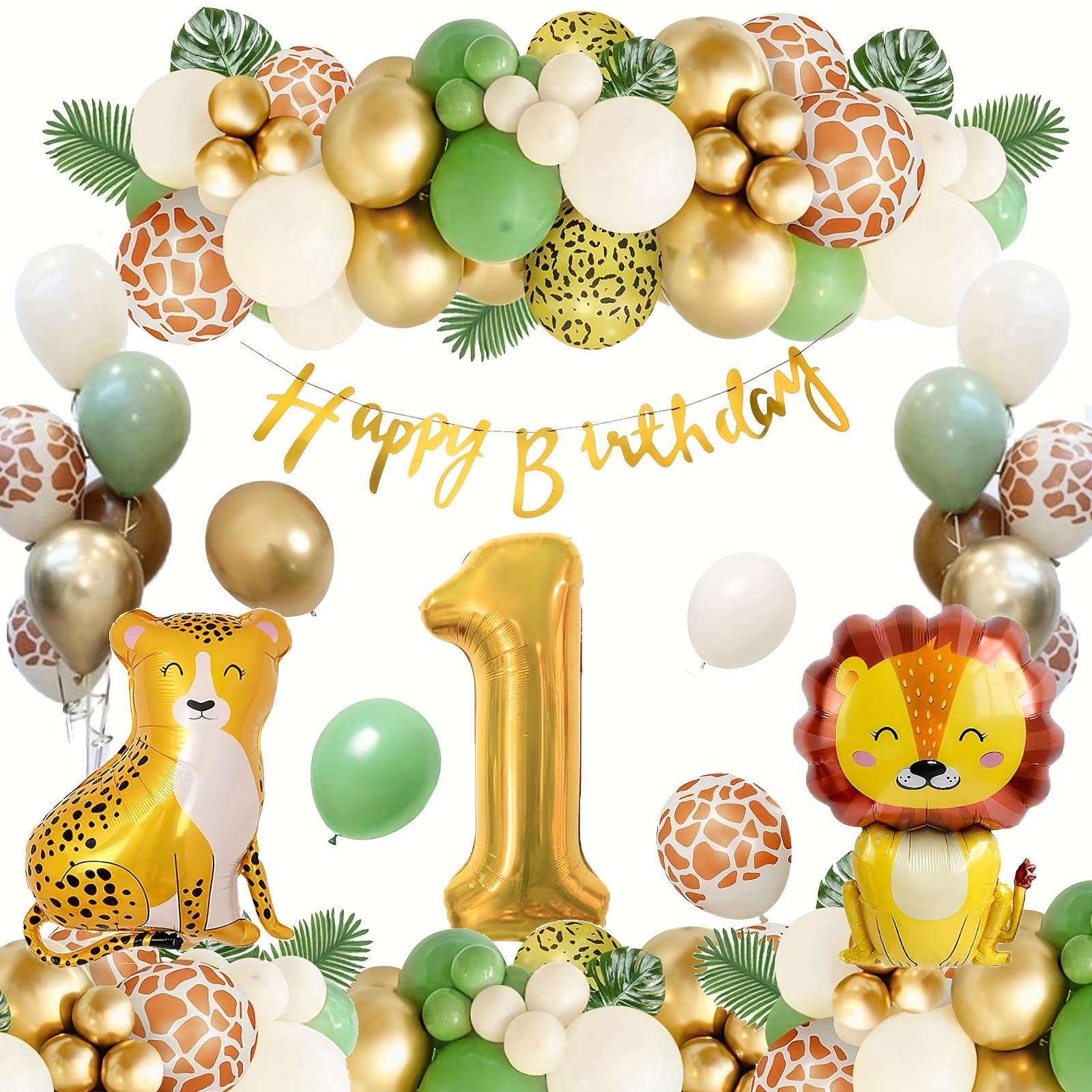 Dschungel-Motto-Dekoration Zum 3. Geburtstag – 81 Cm Folienballons, Giraffen, Palmblätter & Bunte Luftballons