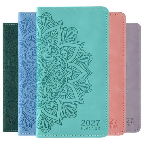 item picture day 2027 calendar a6 mini weekly monthly planner suitable for travel compact with monthly tabs inner pocket pocket sized agenda for dated diary for purse planner for