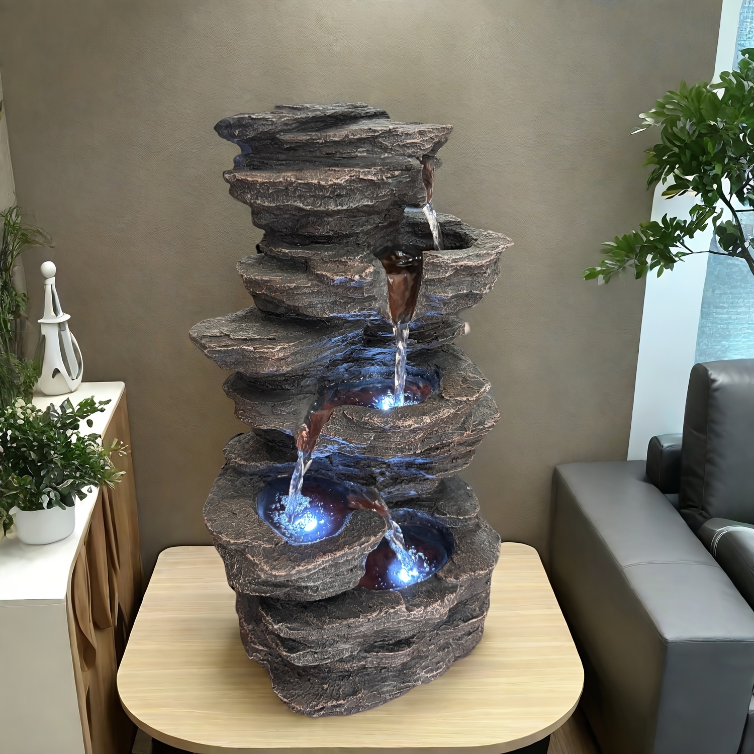 item picture 1pc floor standing fountain multi layer     fountain ornament usb powered indoor outdoor water feature   sound of     a relaxing atmosphere thanksgiving christmas halloween atmosphere decoration