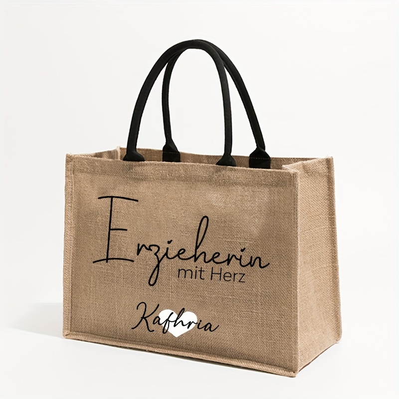 E-shop Benutzerdefinierte Ware (Einige gemischte Garn- und Farbvarianten sind normal und keine Mängel) 1 Stück personalisierte Jute-Tasche für Lehrer