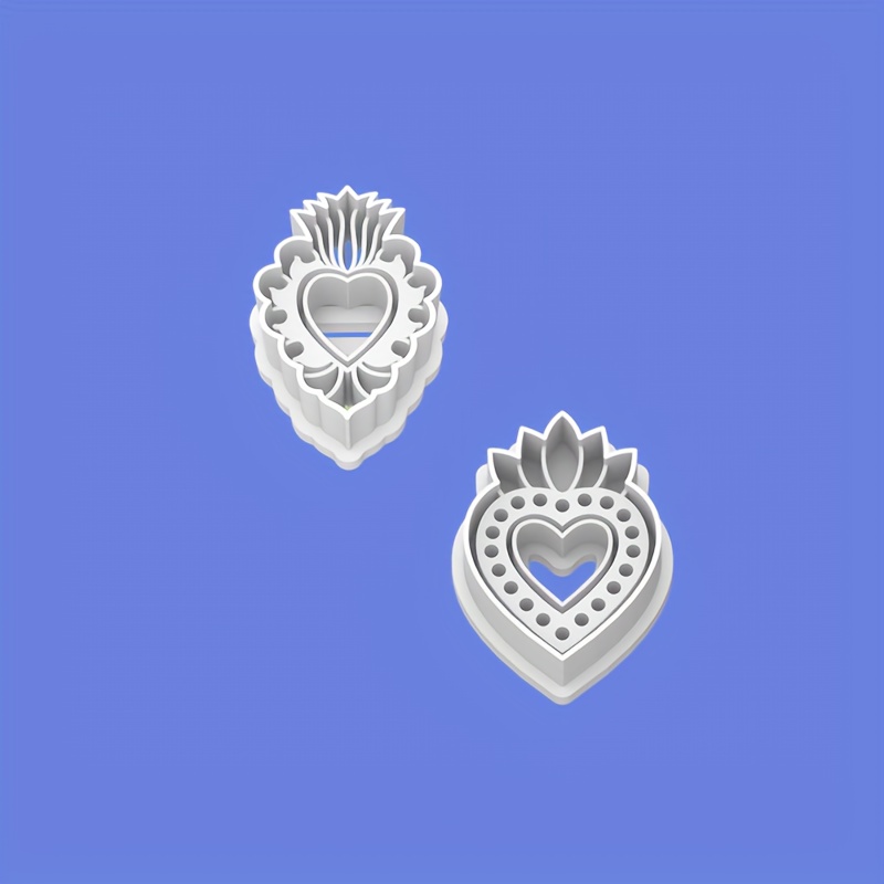 TEMU Your Inner! Set Of 2 Heart-shaped Strawberry Clay Cutting Molds. Press And Release To Instantly Create Exquisite, Three-dimensional Strawberry