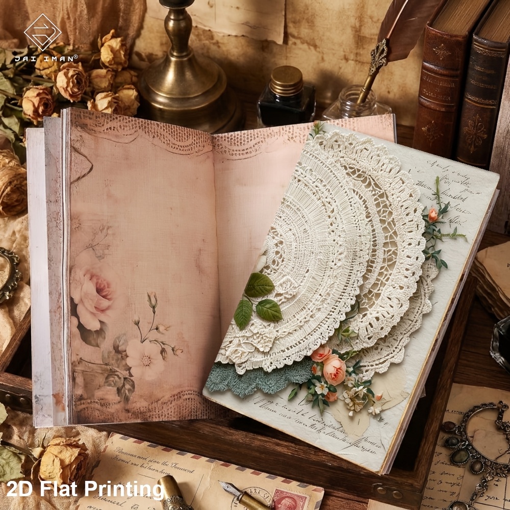 TEMU 2d Flat Jai Iman 96 Pages (non-repeating Patterns) A5 Size Notebook With Old Lace Patterns For Memo, Personal , Holiday Gift, Stationery Lovers,