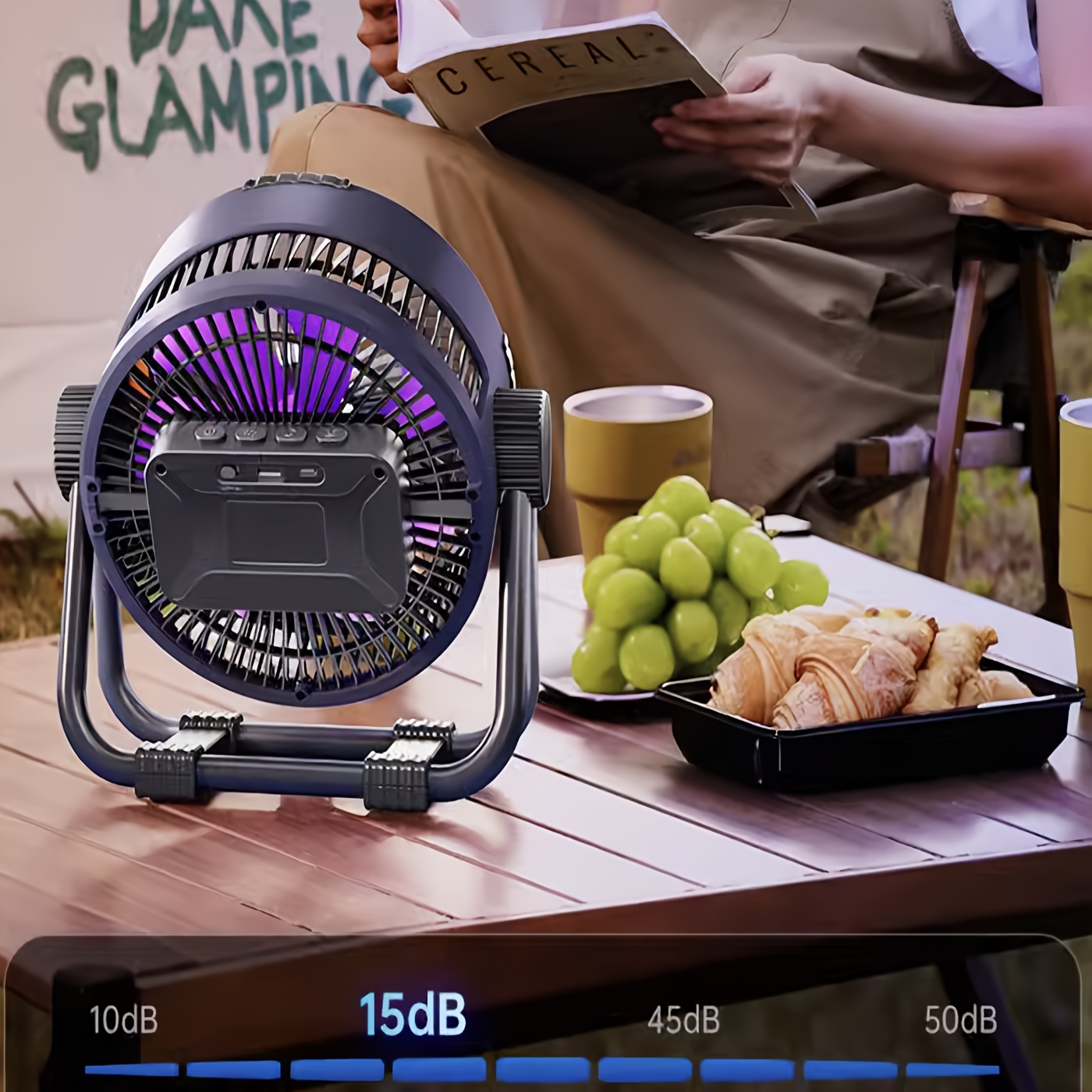 Camping Fan Designed for Outdoor Use, Capable of Blowing Cold Air Up to 30 Feet (10 Meters) Away, Featuring 4 Speed Settings And a 90-Degree Adjustable Tilt, Powered by a 20000Mah Battery And Equipped with a Hook