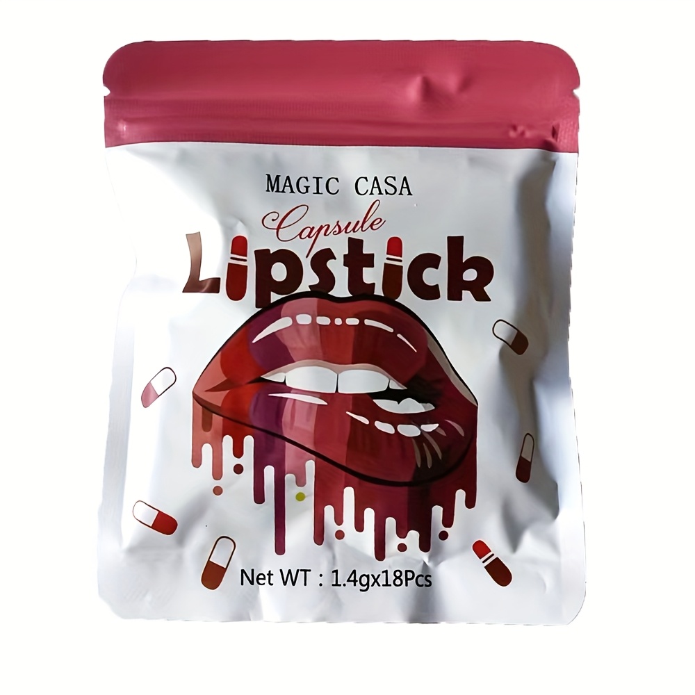 Image of 18pcs Capsule Lipstick Set, Mini Matte Lipstick Collection For Women, Long-lasting Lip Color Companion, 24-hour True Color , 24-hour Waterproof Lip Liner Set