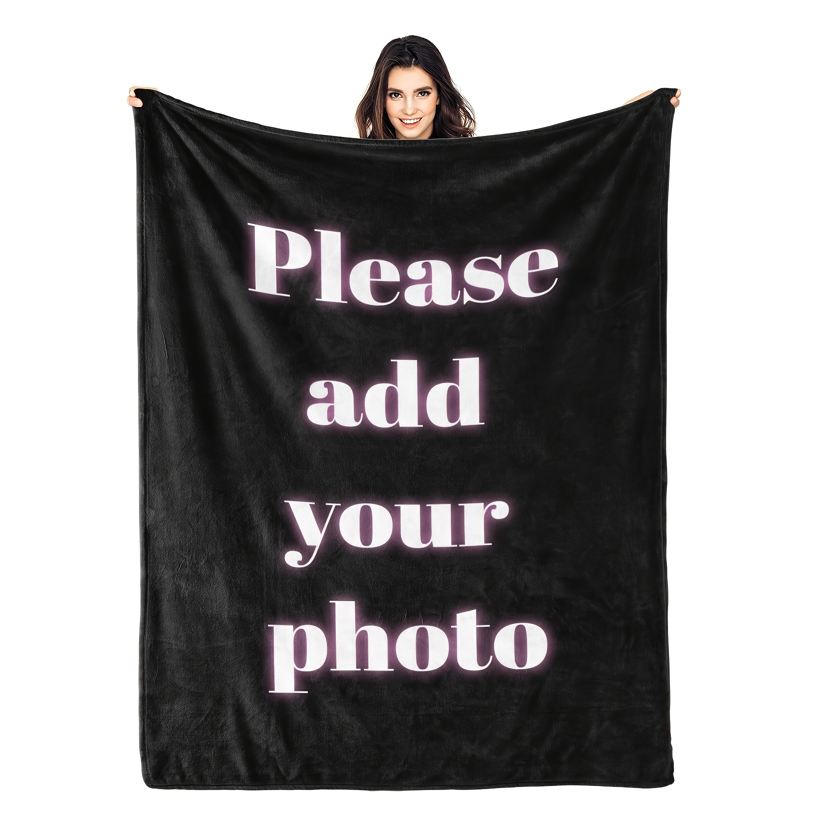 TEMU Custom Blanket, Personalized Fleece Blanket With Photo And Text, Suitable For Birthday, Christmas, Halloween, Father's Day, Mother's Day,