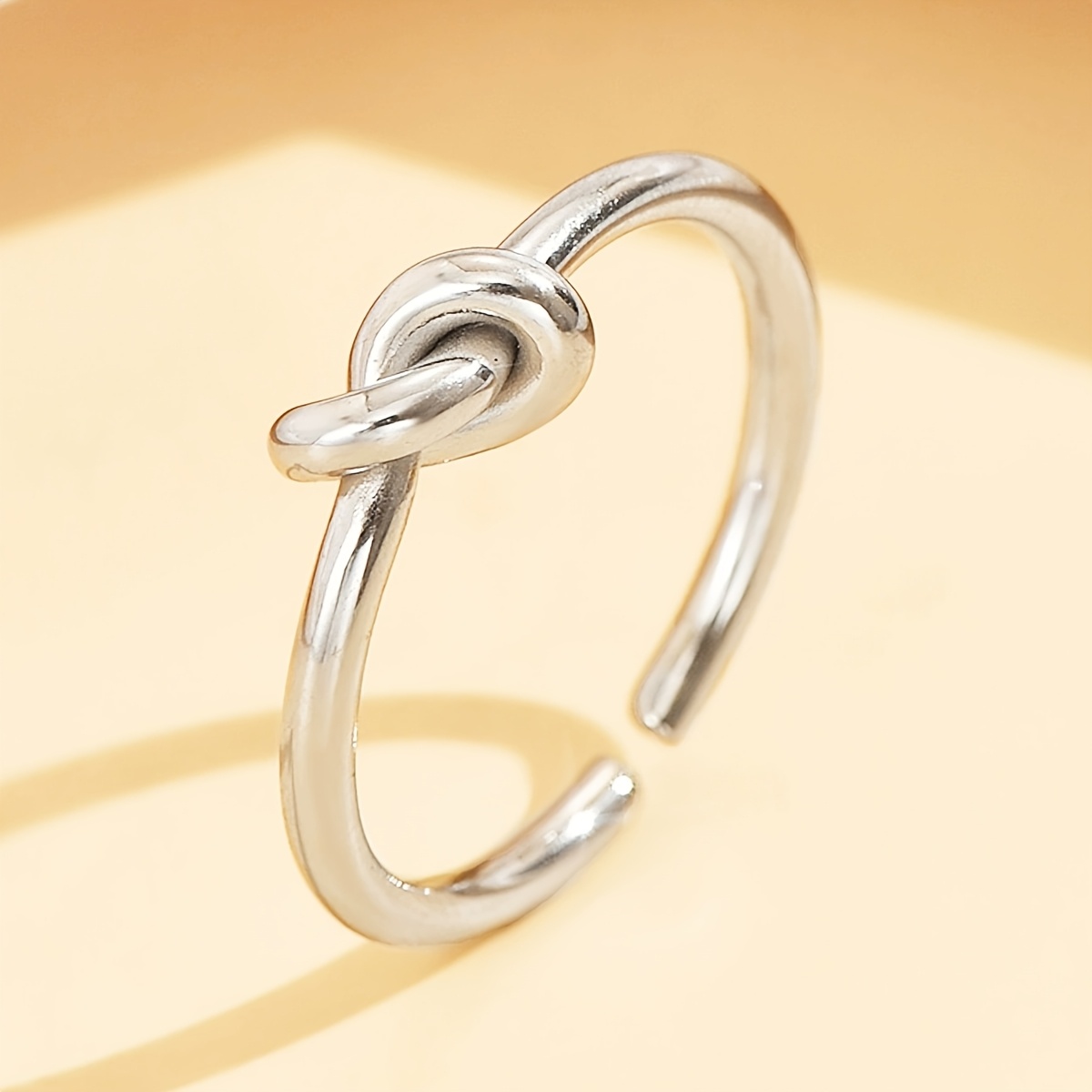 TEMU A Knotted Design Women's Ring, Easy, Individual, Temperament, Elegant Ring, Open Adjustable Women's Jewelry, Women's Gift, Stainless Steel Ring,
