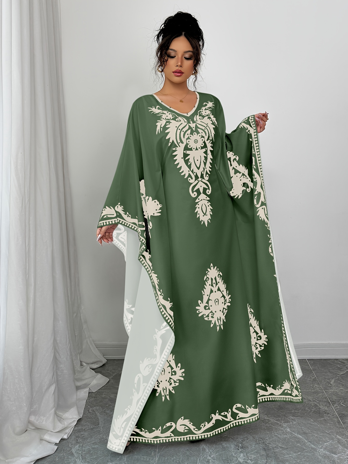 abaya kaftán turca mujer elegante negra Temu Uruguay