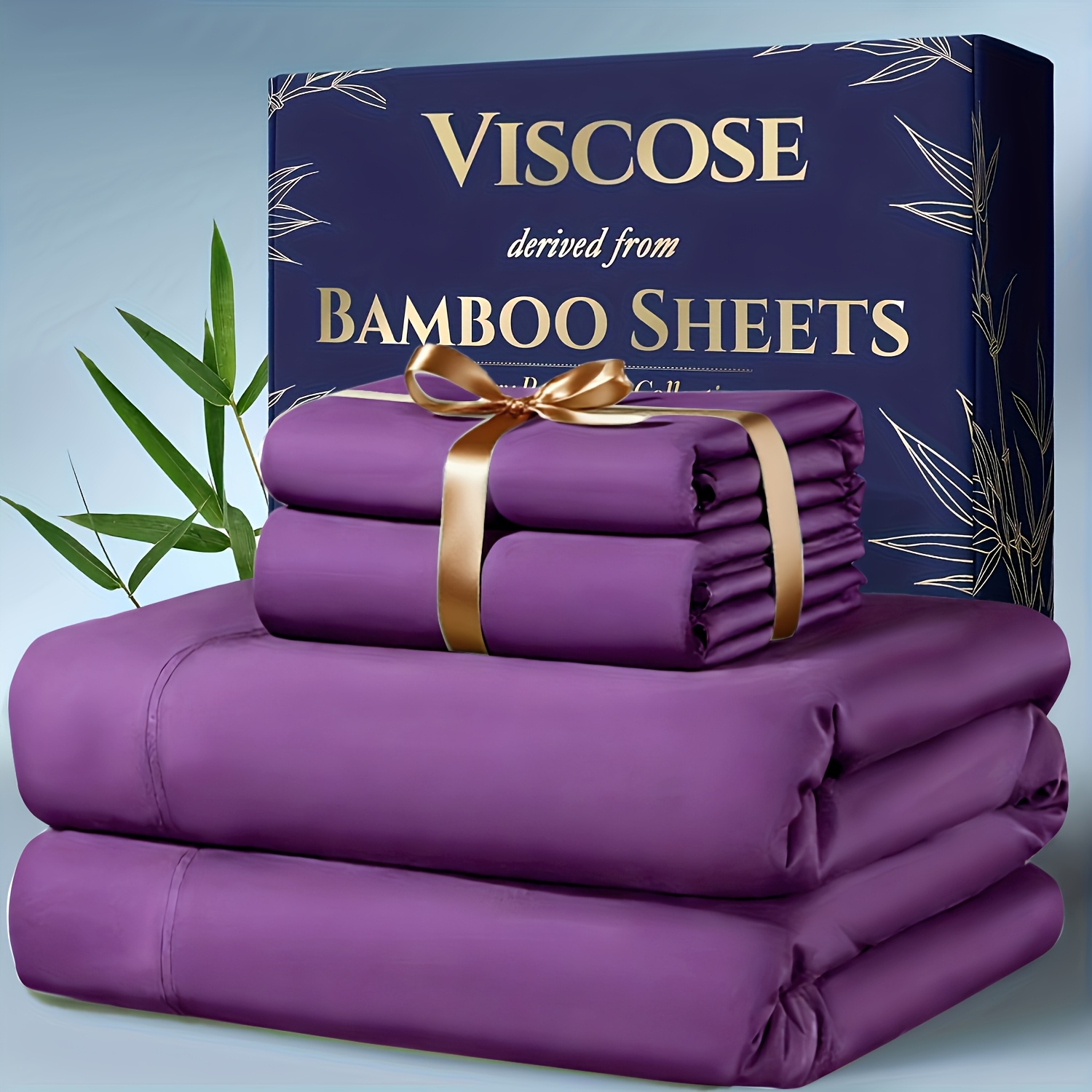 TEMU 3/4pcs Bamboo Cooling Bedding - Extra Deep Pocket Breathable And Cooling - Suitable For Hot Sleepers And Sweats, Pillowcases, Flat Sheet And