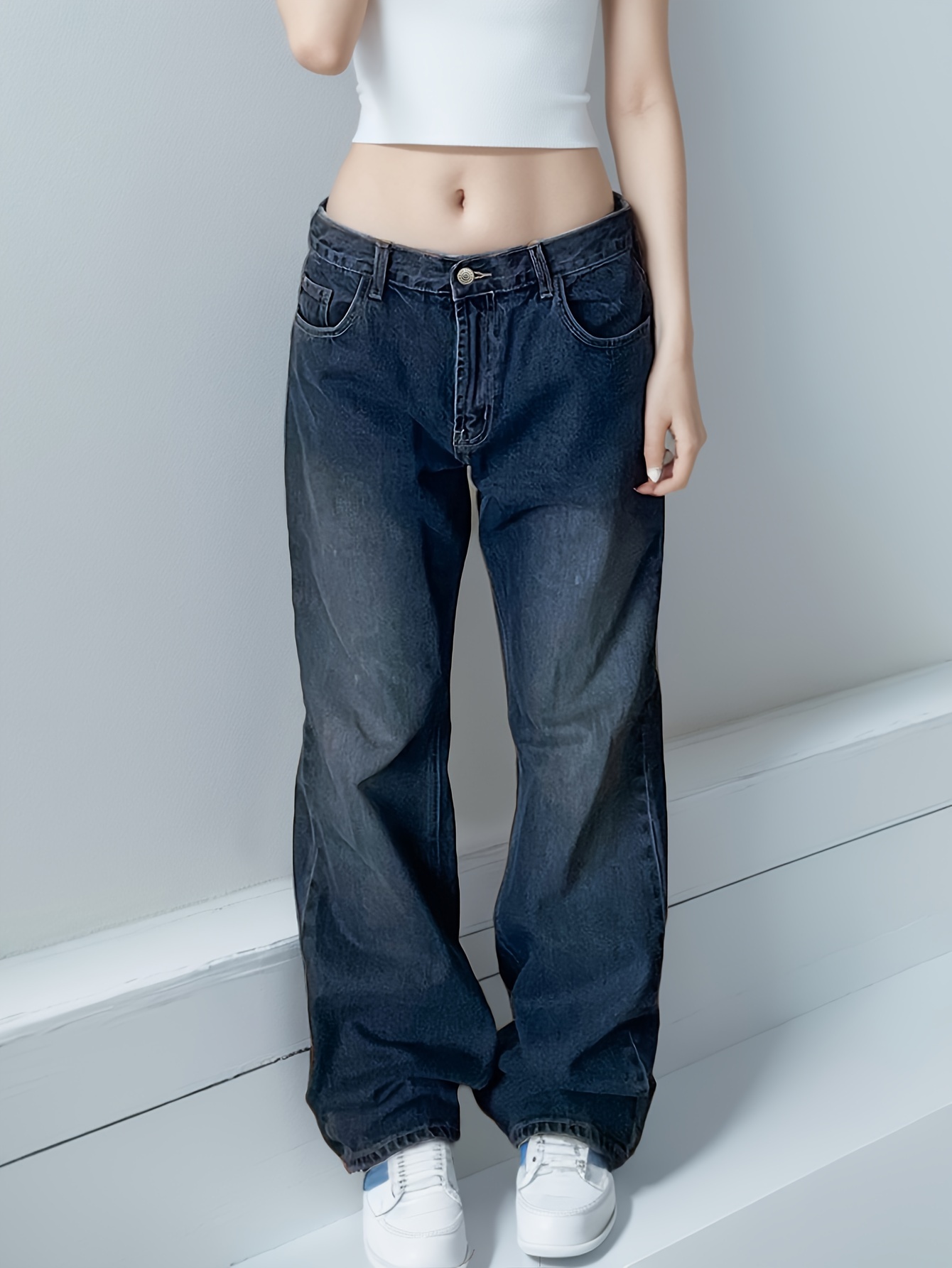 vintage inspired high waist baggy jeans women y2 Temu Saudi Arabia