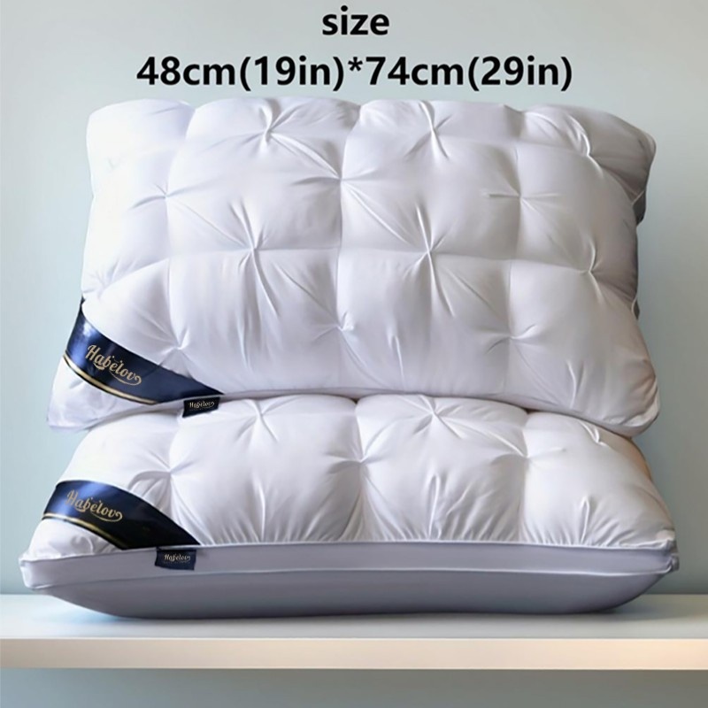 1/2pcs of Luxurious Five-Star Hotel Quality Pillows - Designed for Deep Sleep with Neck Support, Featuring High-Density, Non-Flattening Covers Suitable for All Seasons, Made with White Satin And Filled with 100% Polyester