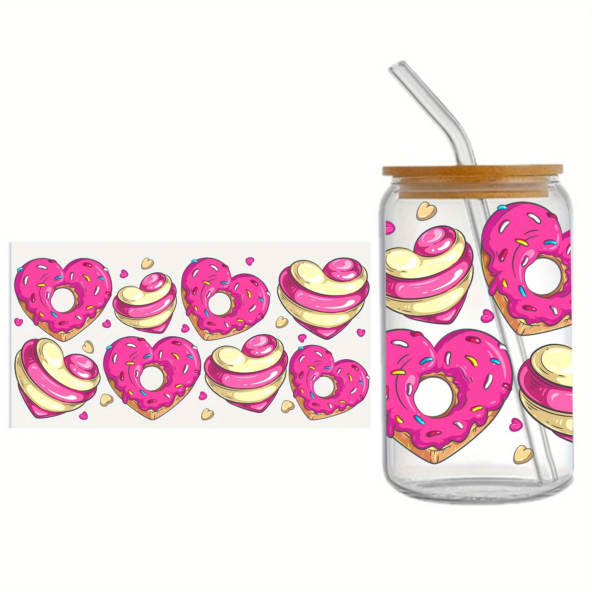 Waterproof Vinyl Sticker Cartoon Donut Themed Glass Cups Uv - Temu