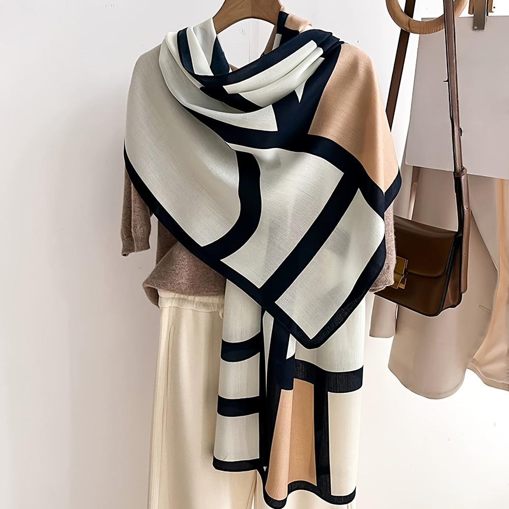 1/2pcs Color- Letter Fashion Warm Scarf, Durable Fabric Neck Warmer, Autumn Winter Medium Thickness Warm Neck Scarf, Air-conditioned Room Fashion Shawl, Scarf Neck Warmer Shawl
