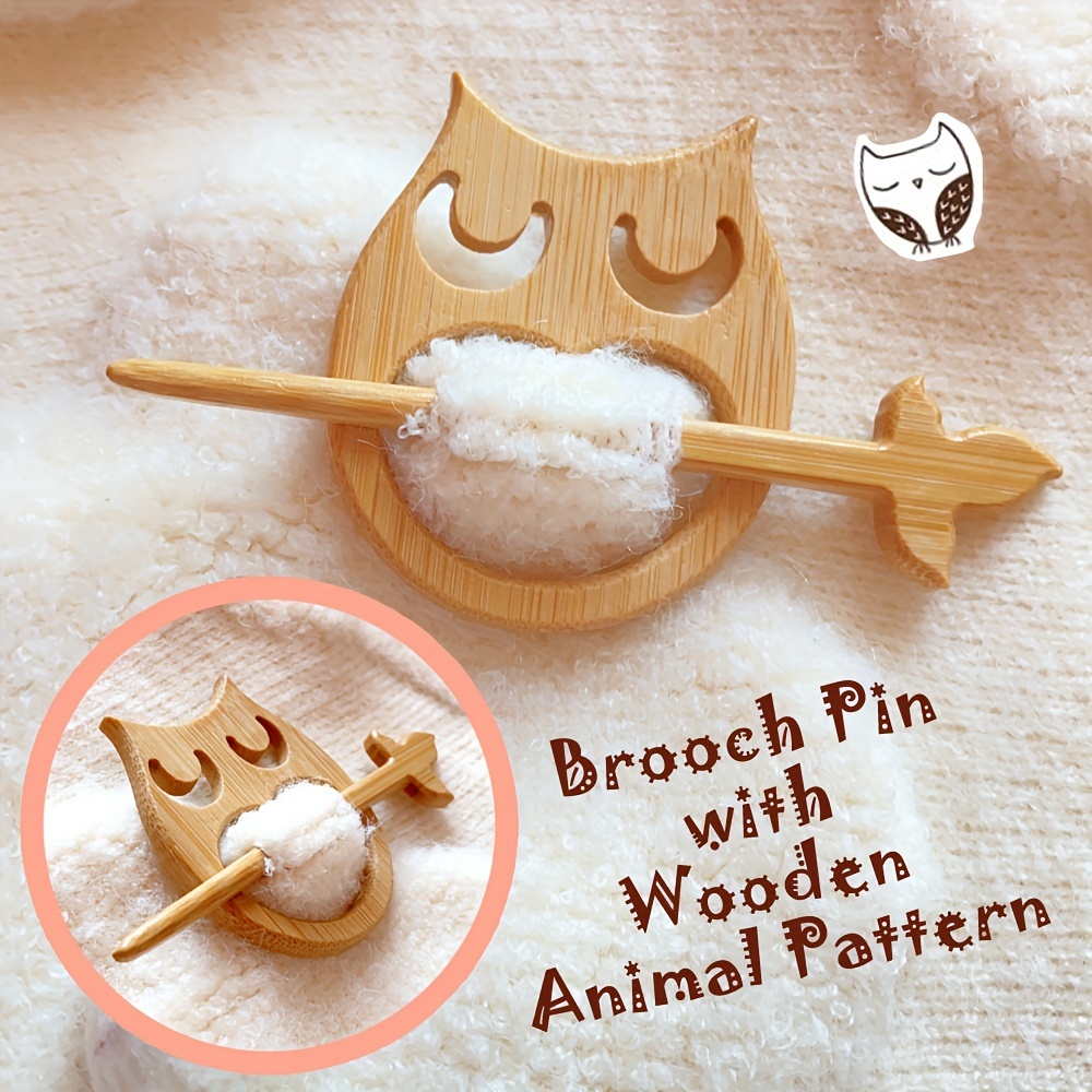 3 5pcs wooden animal pattern brooch creative fashion wooden animal brooch wooden animal needle sweater clip wooden brooch   animal brooch sweater clip details 0