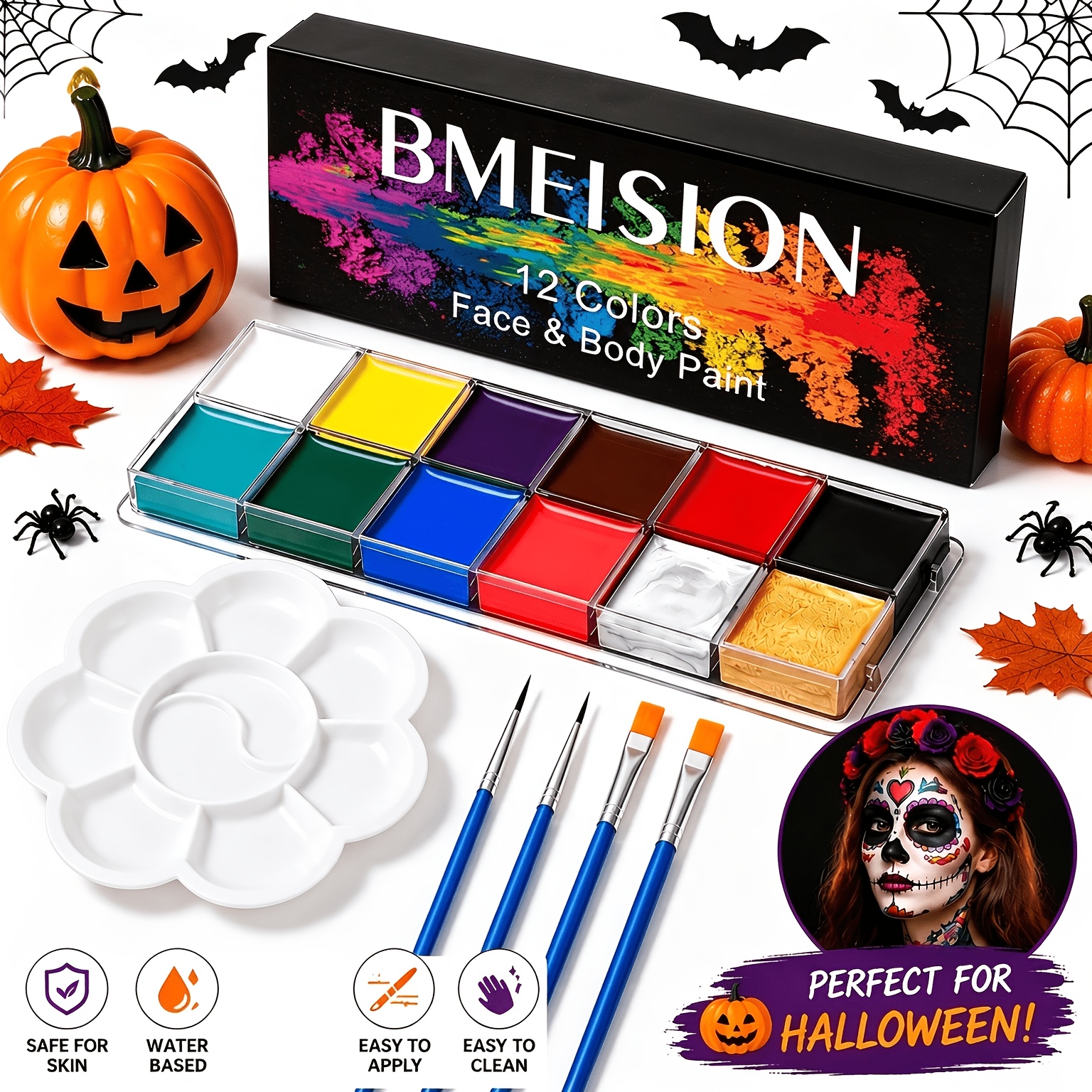 Image of 12-color Halloween Oil-based Body Paint For Face And Body, Dramatic Makeup For Theatrical Applications, Dance Performances