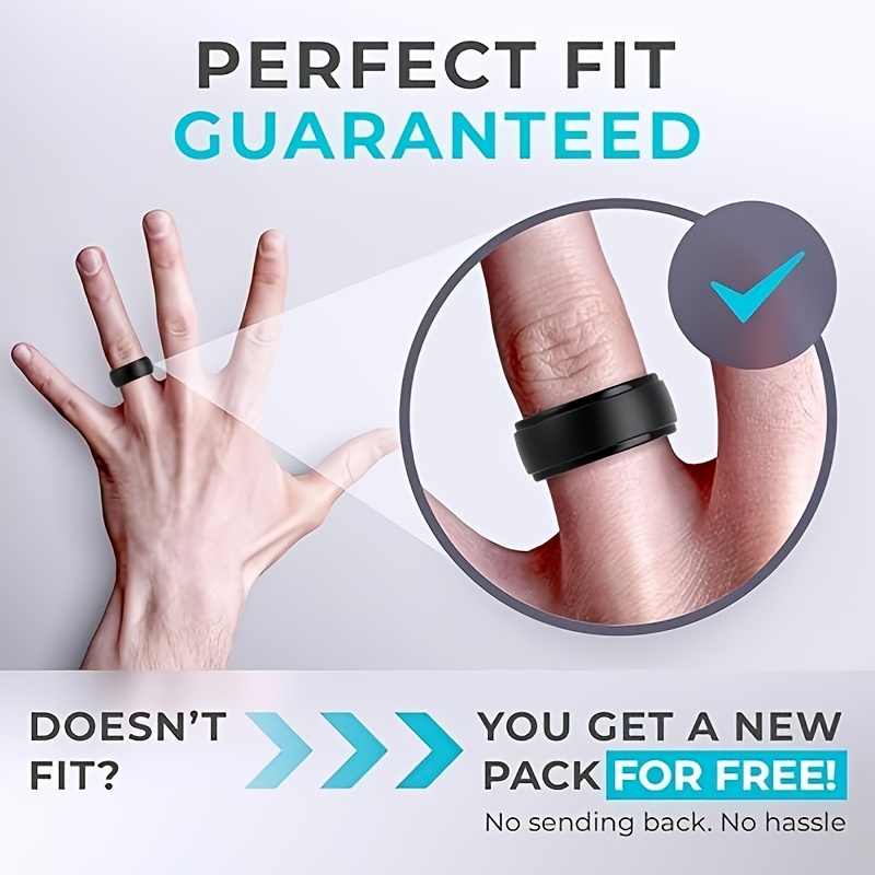 8mm Wide Flat Men's Silicone Ring for Sports