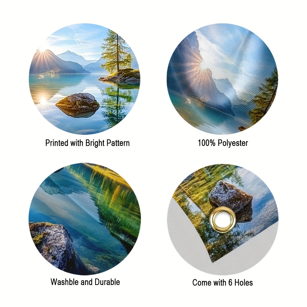 1pc 2D Flat Printing Landscape Pattern Garage Door Fabric Banner - Durable Polyester, No Power Needed, Easy to Hang, Ideal for Weddings, Parties, and Outdoor Celebrations, Outdoor Celebration Decor | Scenic Landscape Design | Durable Polyester Banner, Outdoor Decorations