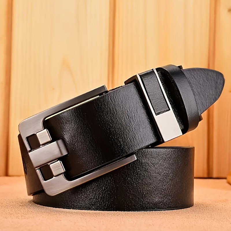 E-shop Herren-Gürtel aus echtem Leder mit Metalllegierungsschnalle, Geburtstagsgeschenk für den Freund, Schwarzer brauner Ledergürtel für Jeans,