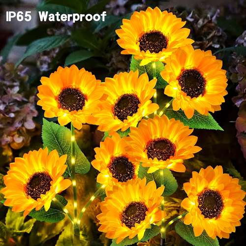 Solar Powered Sunflower Garden Stake With Color Changing LED Lights - Auto On/Off Outdoor Yard Decor