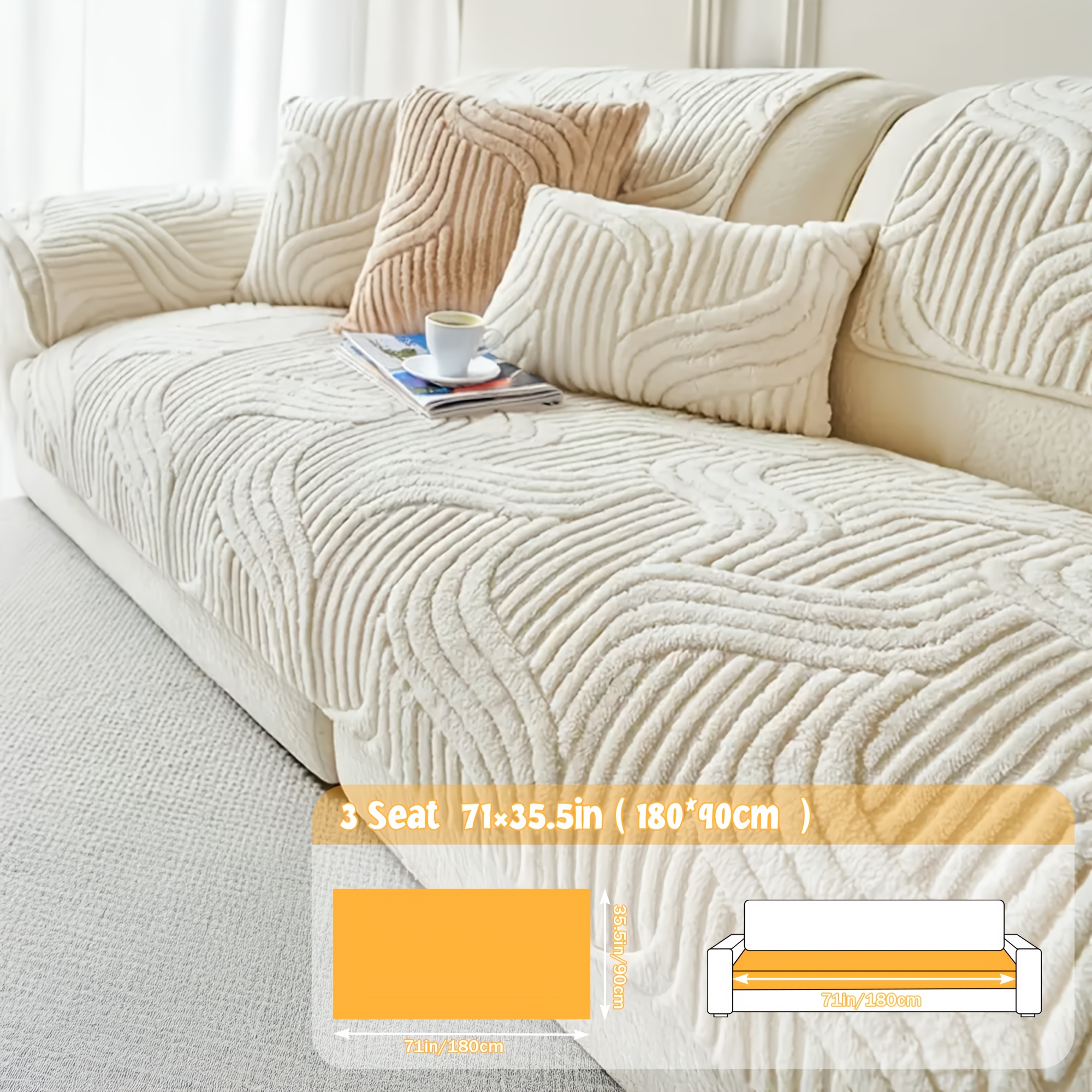 TEMU 1pc Of Thick, Quilted Sofa Cushion Stylish, Durable, Warm, And Non-slip. This Plush Sofa Cover Is Breathable And Comfortable, Making It Perfect