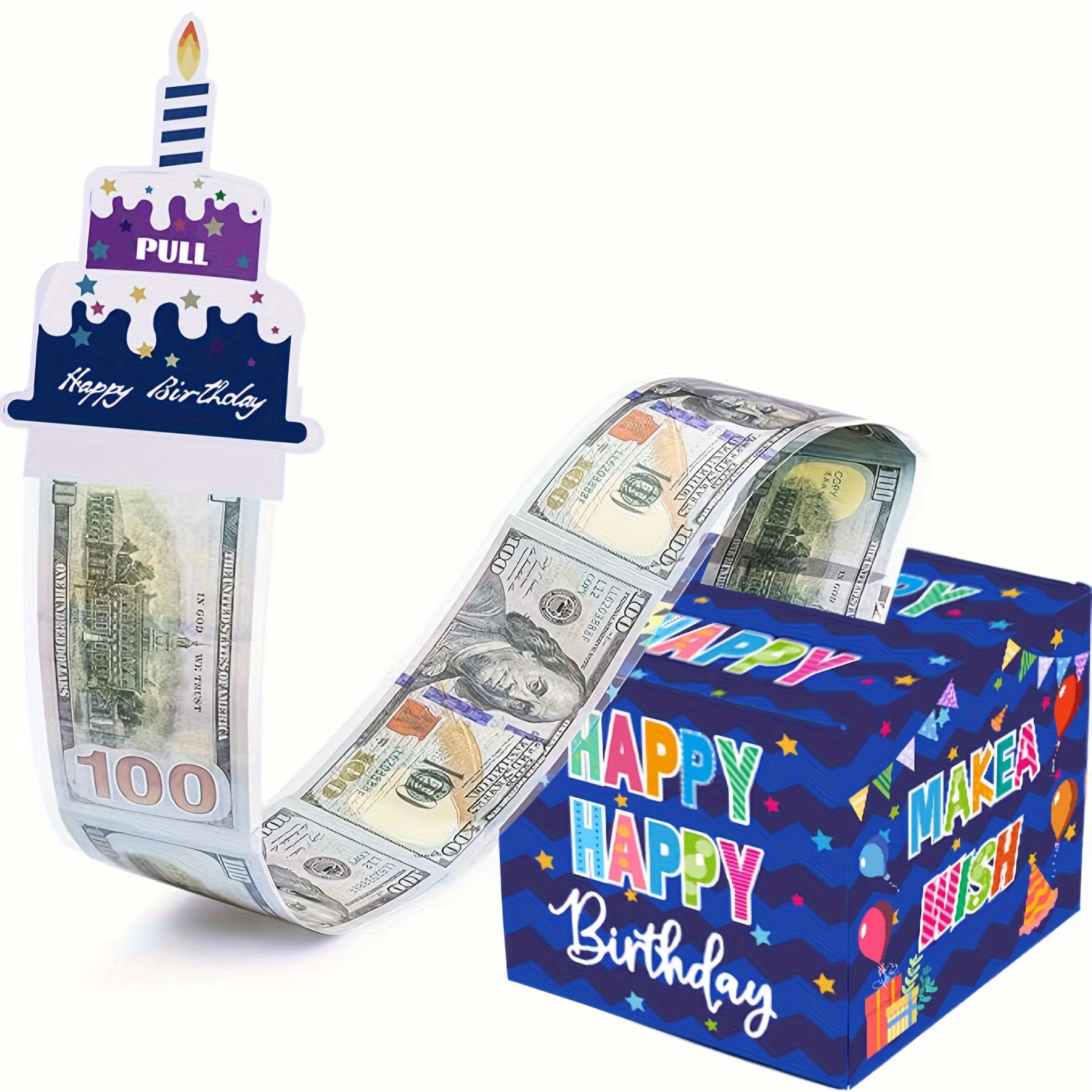 生日主题现金箱快乐生日贺卡和30个透明袋惊喜现金箱现金箱现金适合庆祝生日活动万圣节感恩节圣诞节