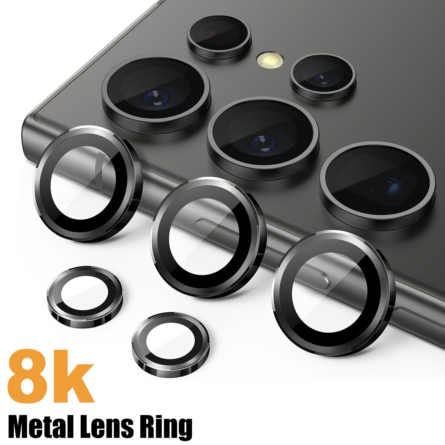 1 Set Camera Lens Protector Film For Plus S23+ Fe Fe, Hd 9h Tempered Glass Metal Individual Ring Cover, , Anti-scratch, Case-friendly