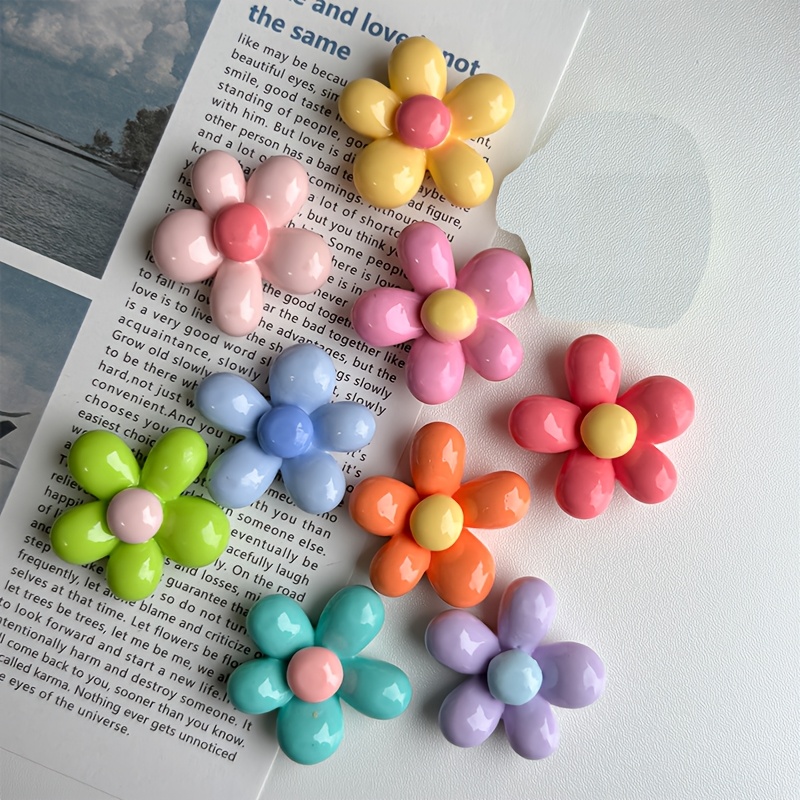 E-shop 9er-Pack Bunte Kühlschrankmagnete für Kühlschrank – Niedliche Resin-Dekorationen mit Lächelnder Sonne, Herzen, Blumen, Luftballons, Kuchen,
