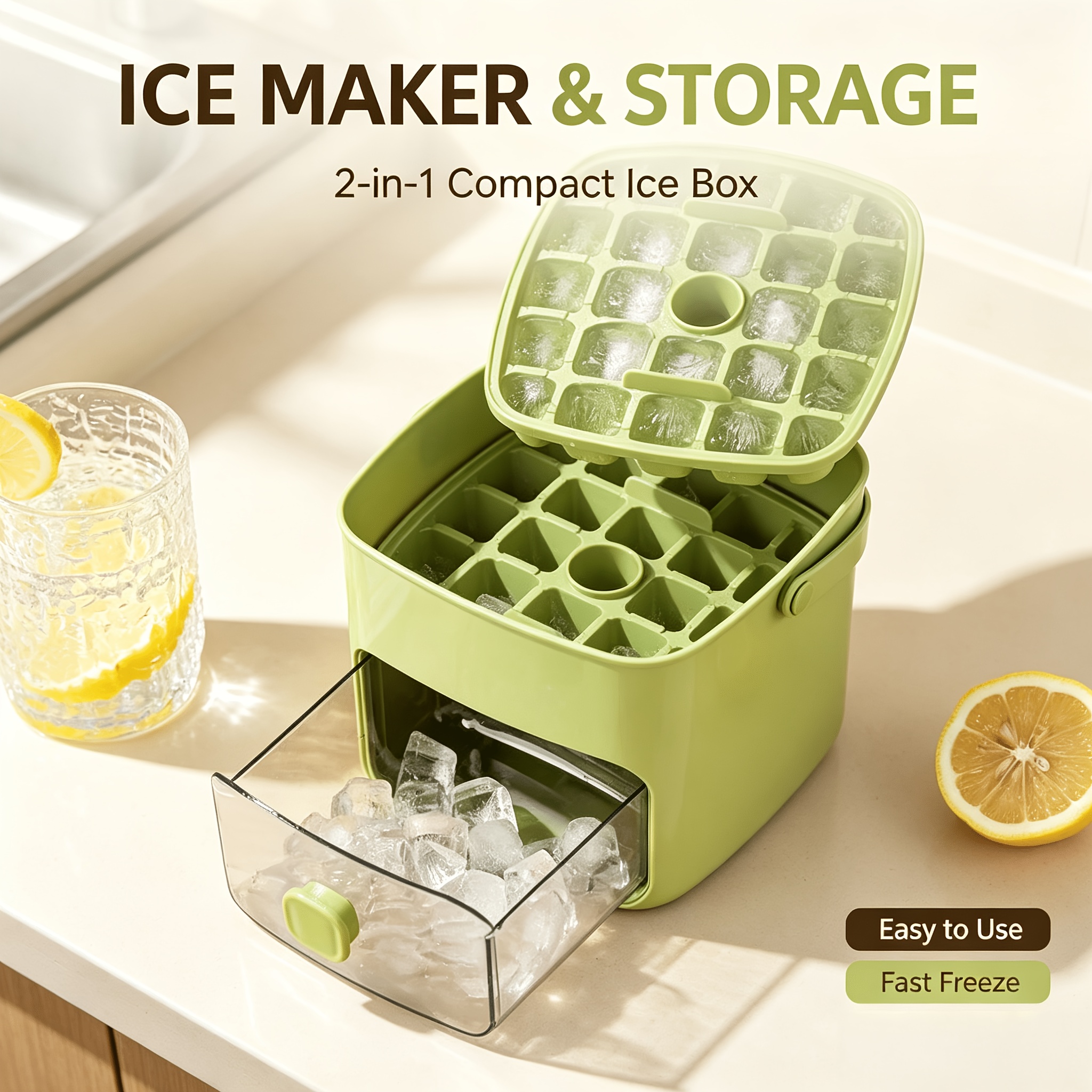 cube of ice tray large capacity cube of ice tray suitable for refrigerators double layer 48 cube ice tray food grade plastic cube storage box with storage container stackable with ice bucket set suitable for soup food etc Product details 6