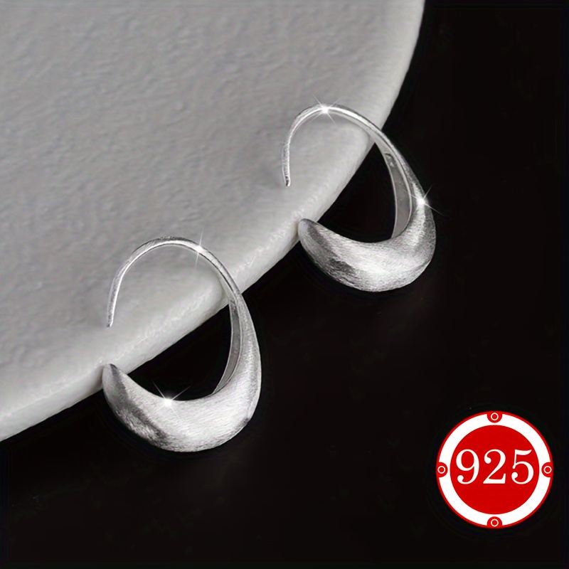 925 Silver Stud Earrings Geometric Arc Hook Perfect Daily Wear
