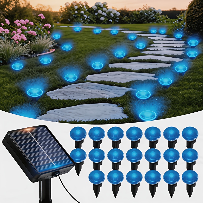 Image of 30/20/10pcs Of Solar Garden Lights Featuring 8 Flashing , Which Automatically Switch Off During Daylight And At Night, Ideal For Decorating Courtyards, Gardens, , Valentine's Day, And Christmas