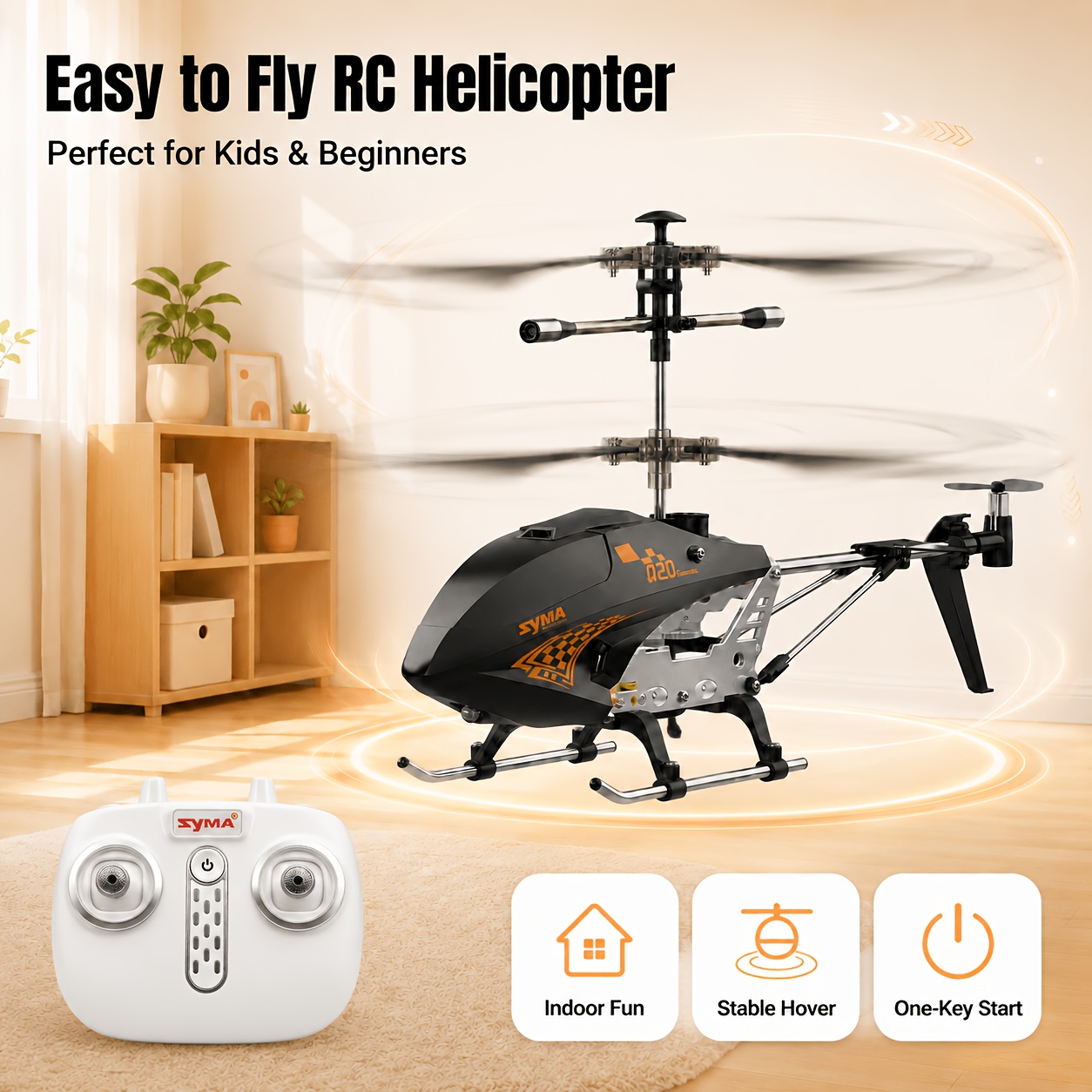 Image of Q20 Remote Control Helicopter For Kids 8-12, Indoor Rc Helicopter With Hold, /landing, 2 Speed , Alloy Body Flying Toy Gift For Beginners Boys Girls