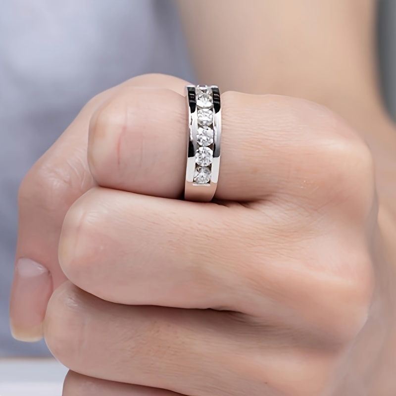 S925 Silver Inlaid 2.1 Carat Moissanite Engagement Ring, Unisex