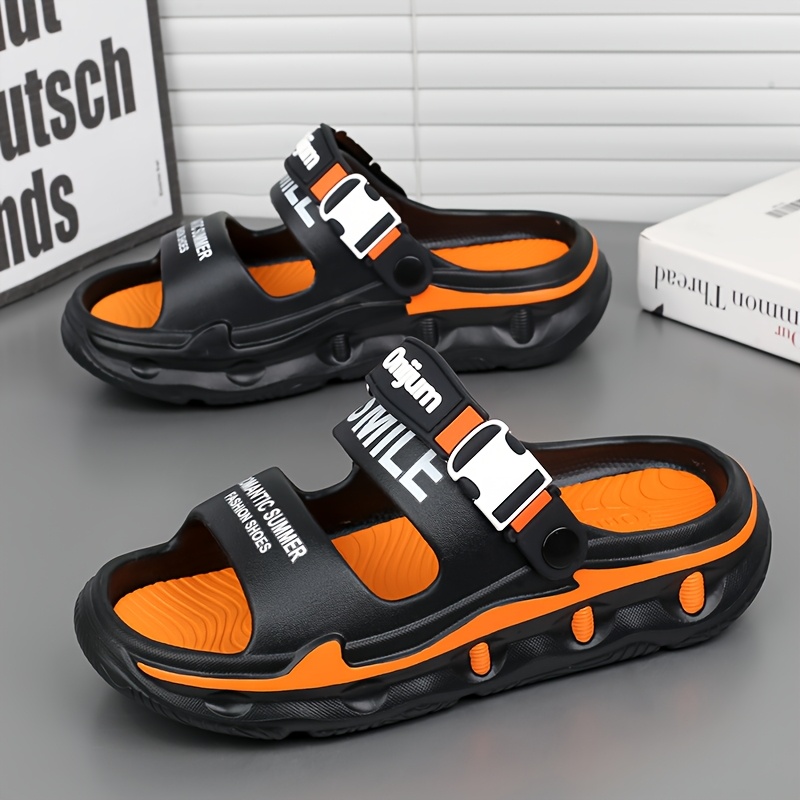 womens sport sandals with thick cushioned eva sole slip resistant high quality design anti odor technology   letter print for beach outdoor home use lightweight breathable slip on slippers Product details 4