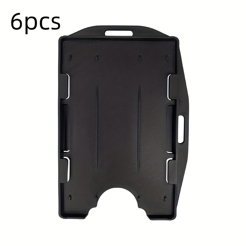 TEMU 6pcs Durable Hard Plastic Id Badge Holders - Dual-use Horizontal & Vertical, Double-sided, Holds 2 Cards, Lightweight & Sturdy Design For Office