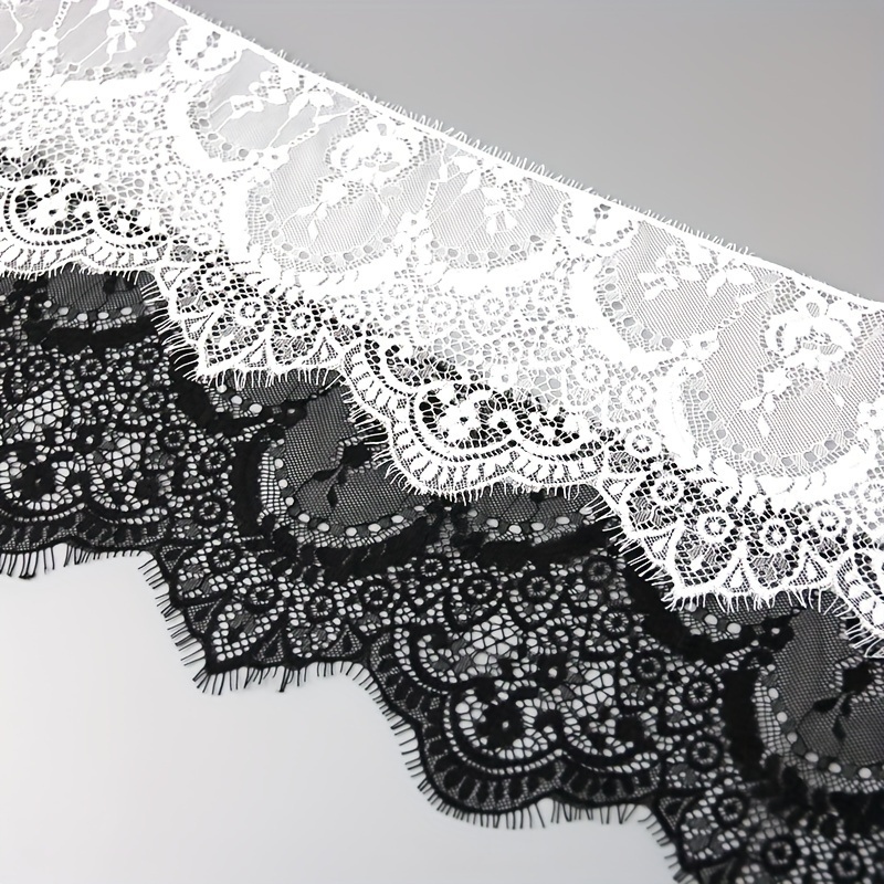 

16cm Eyelash Lace Trim White Floral Embroidered Ribbon For Sewing, Handcrafts, 3 Meters Batch