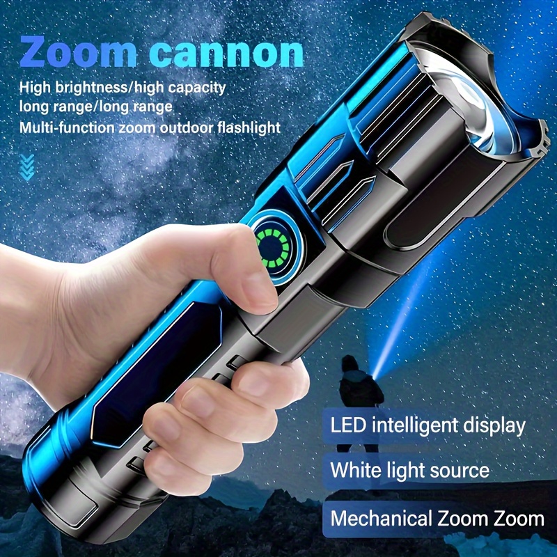 

Anyice Led Flashlight - Usb Rechargeable, Portable With Adjustable For Camping & Travel, 3 , Long