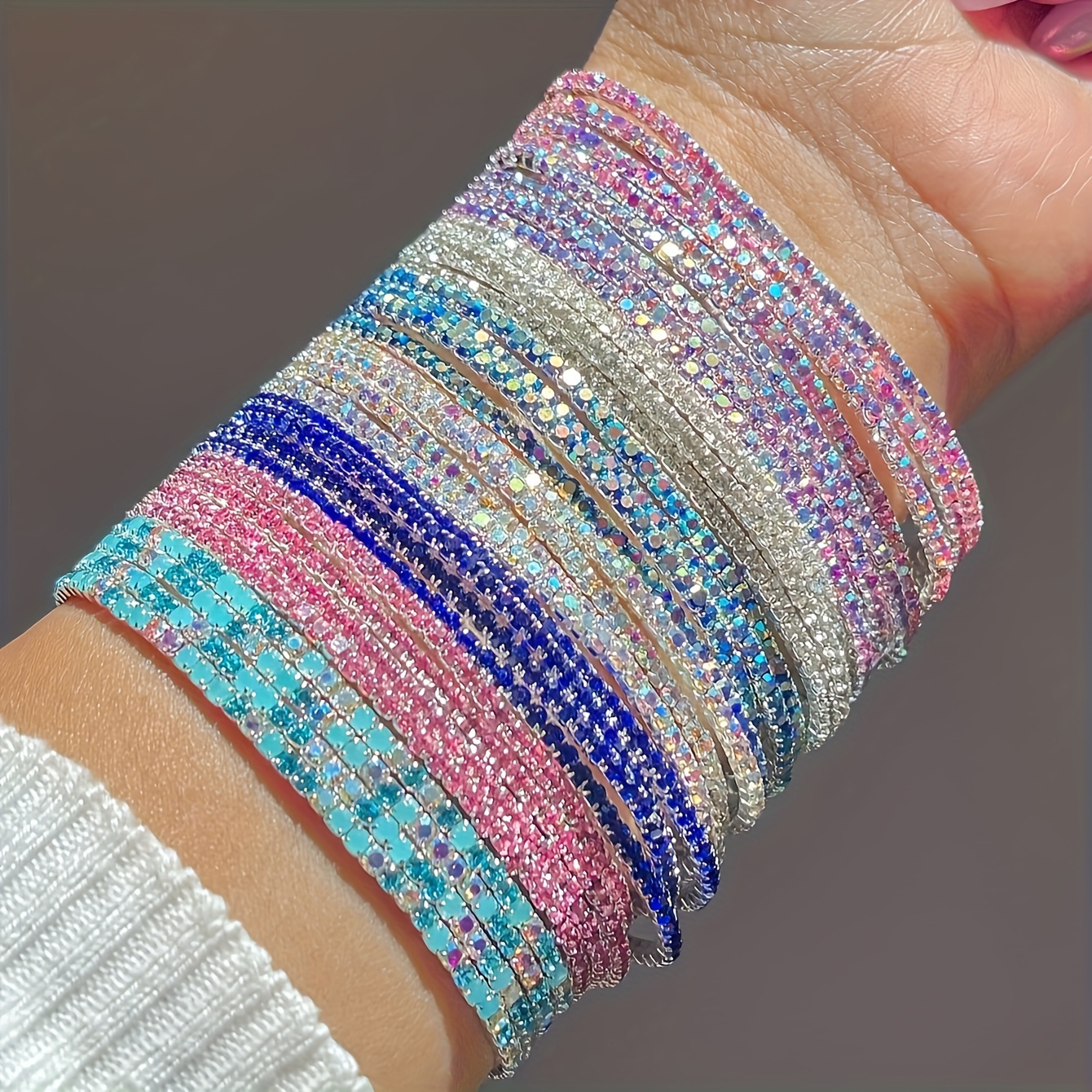 6pcs Rhinestone Stretch Bracelet Set for Parties & Casual