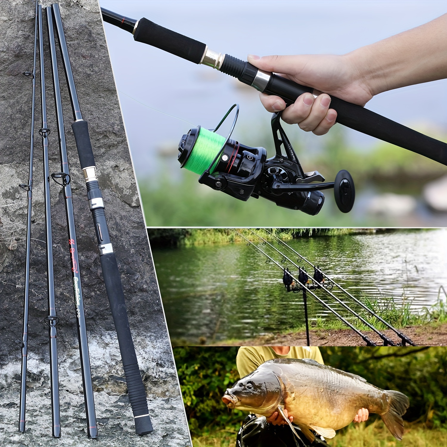 Sougayilang 2.7m/8.85ft 4-section Fishing Rod, Portable Spinning