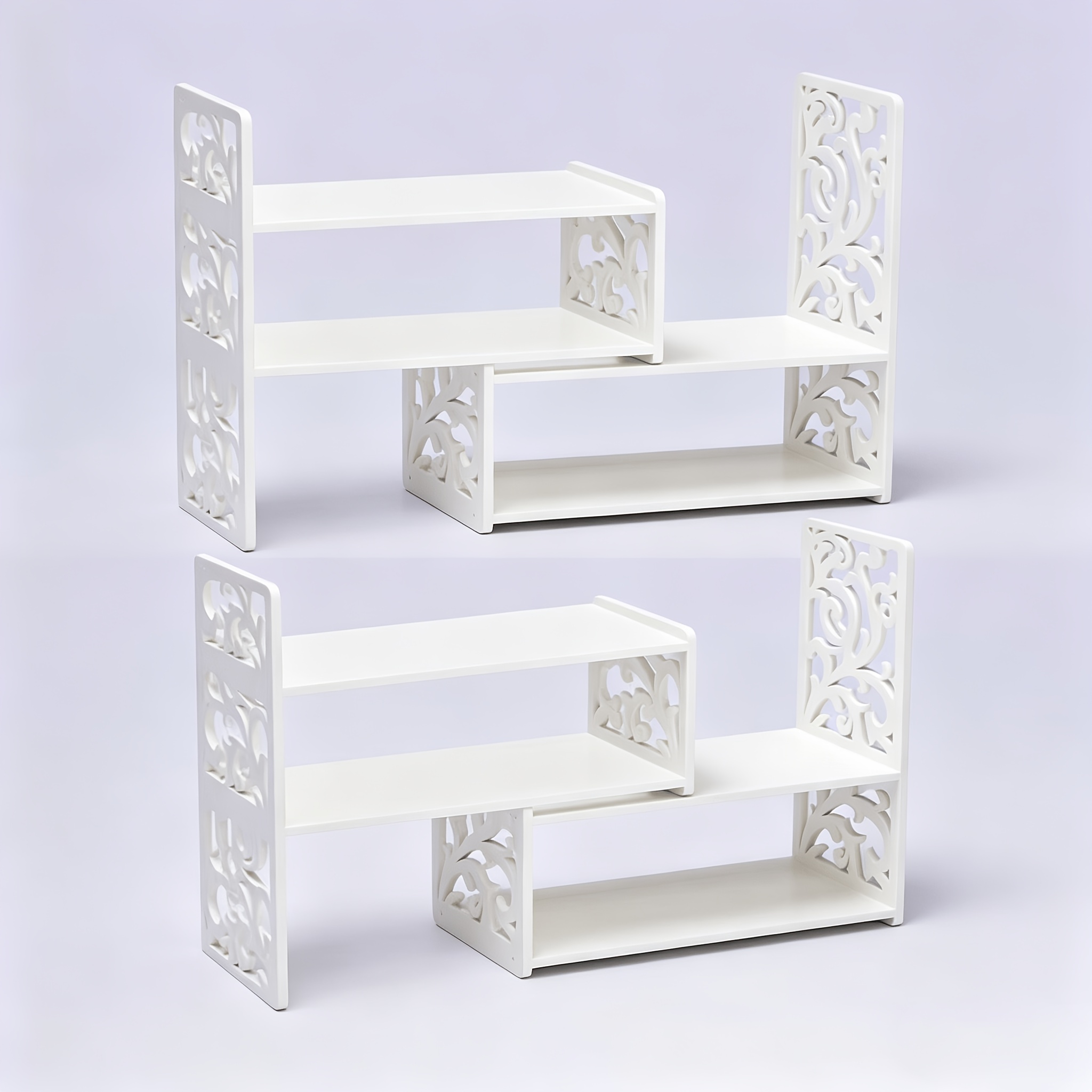 2-pack Desktop Organizer Office Storage Rack Shelf, Adjustable Stackable Display Modern Stand Shelf Cubicle Home Decor Aesthetic Bookshelf For Gifts, Standing Shelf